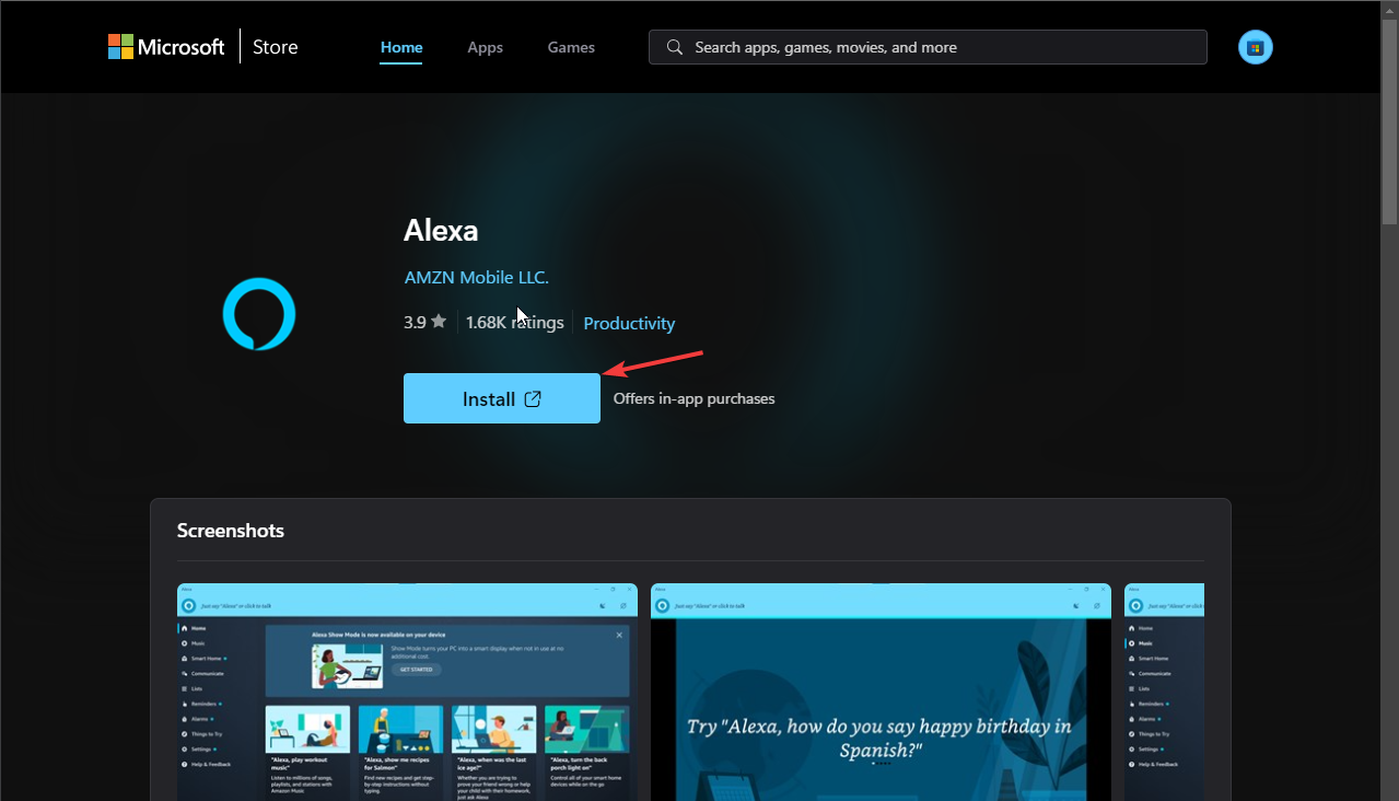 Install - Can't Download the Alexa App on Windows 11