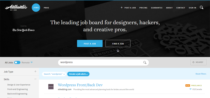 WordPress Jobs Authentic Jobs