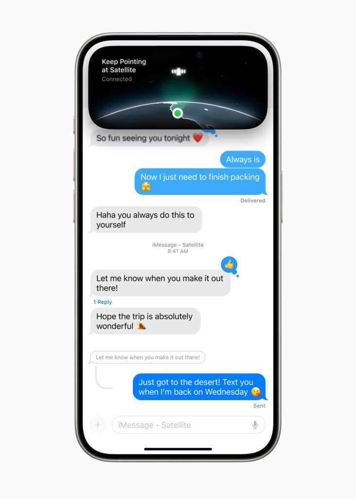 iOS 18 Messages via satellite