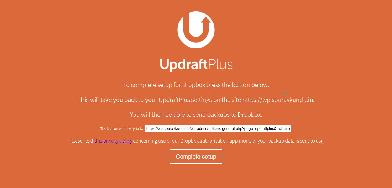 UpdraftPlus Demo 6.1 - 3 Connect Dropbox Again