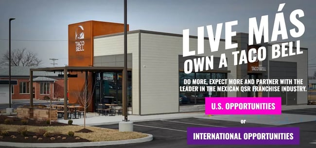 Taco Bell franchise opportunities page.
