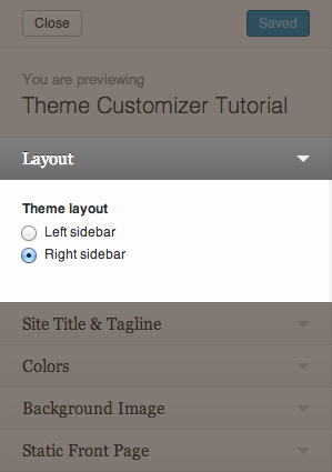 New section added to Theme Customizer