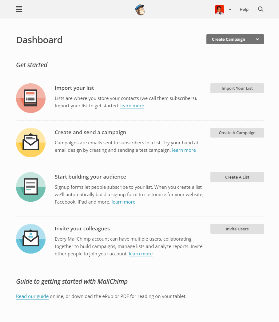 The MailChimp Dashboard