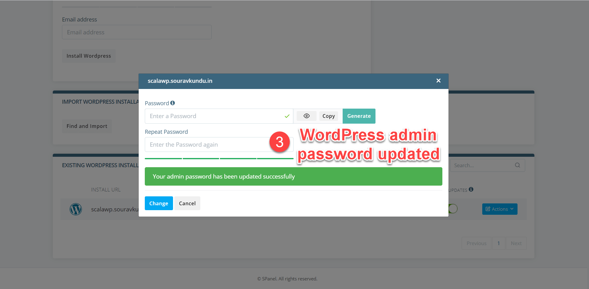 scala swordpress manager options - change wordpress admin password 3