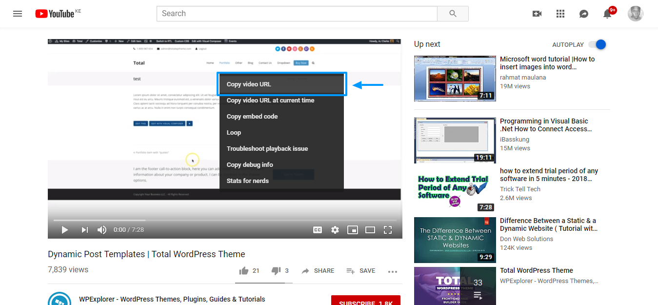 how to add videos to wordpress copy video url on youtube video