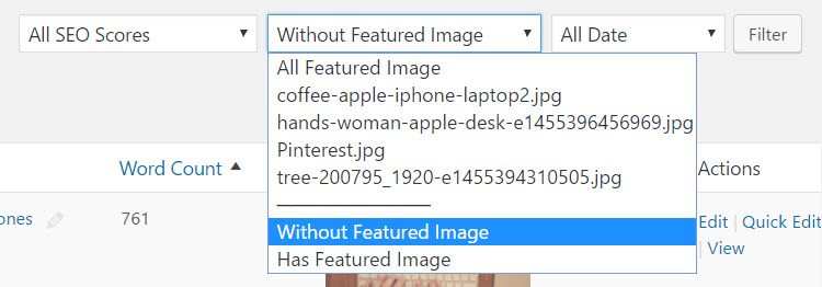 Featured image filter