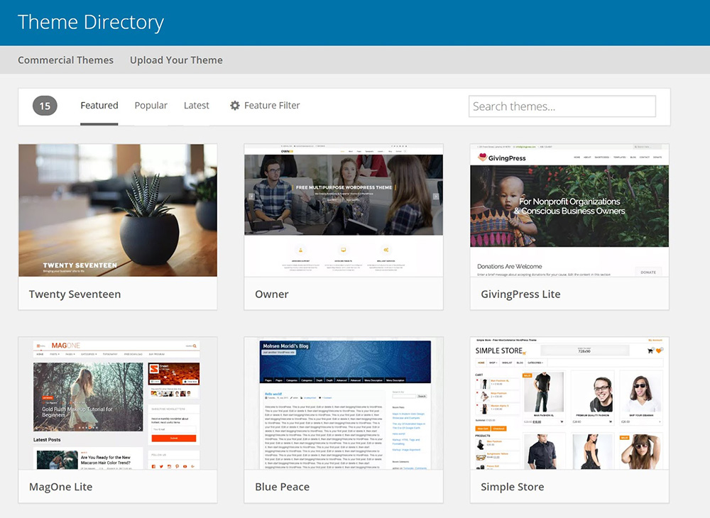 WordPress Themes Directory
