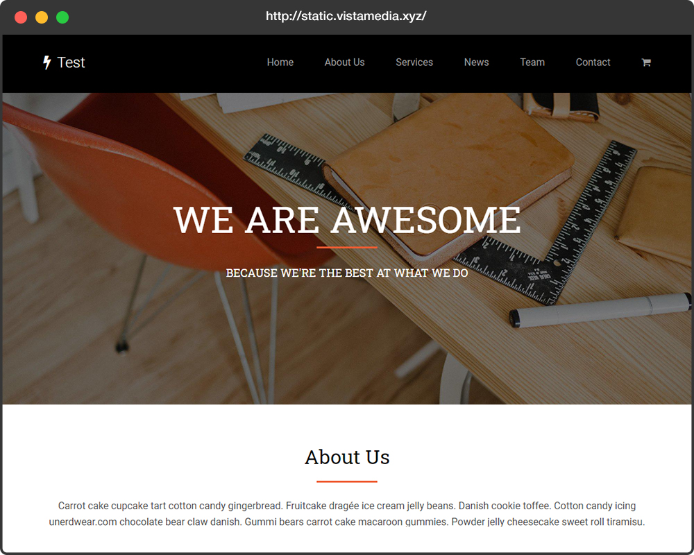 Static Website with WordPress Result