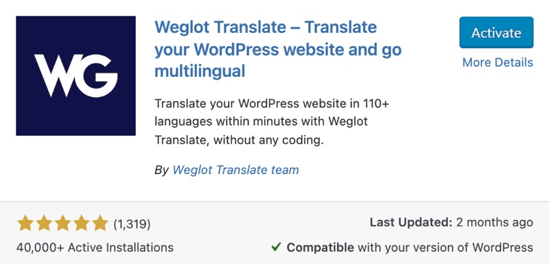 Add Weglot Translate