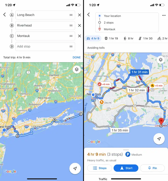 مسیریابی در گوگل مپ