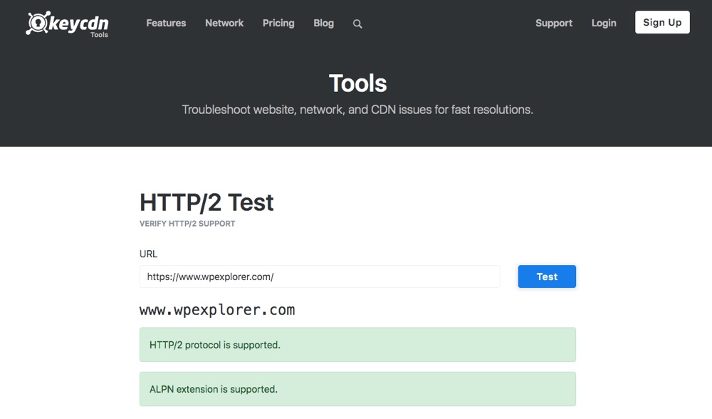 KeyCDN HTTP/2 Test