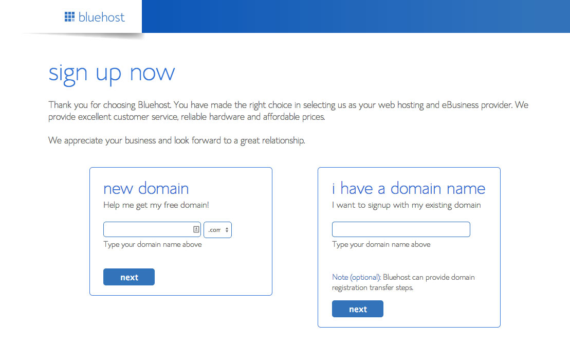 Getting started with the hosting signup process