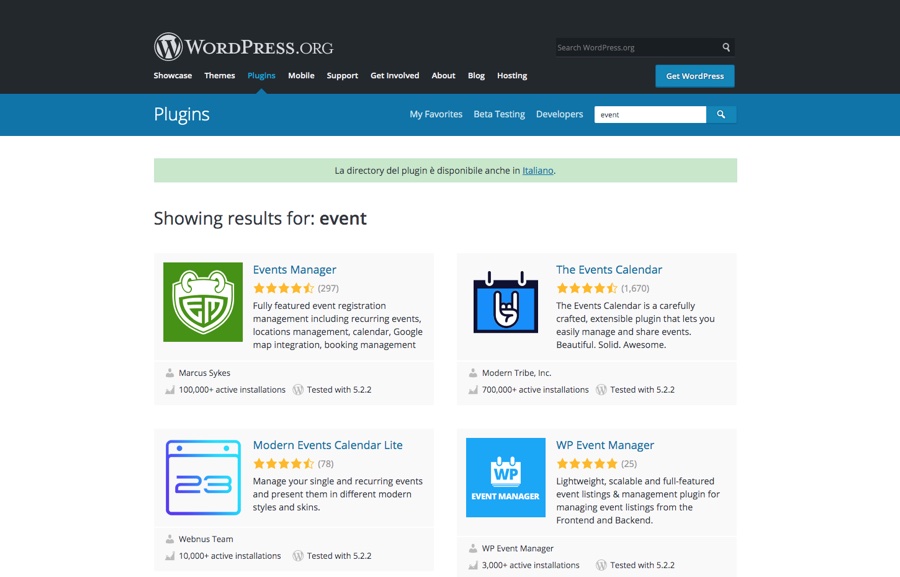 WordPress.org Free Event Plugins