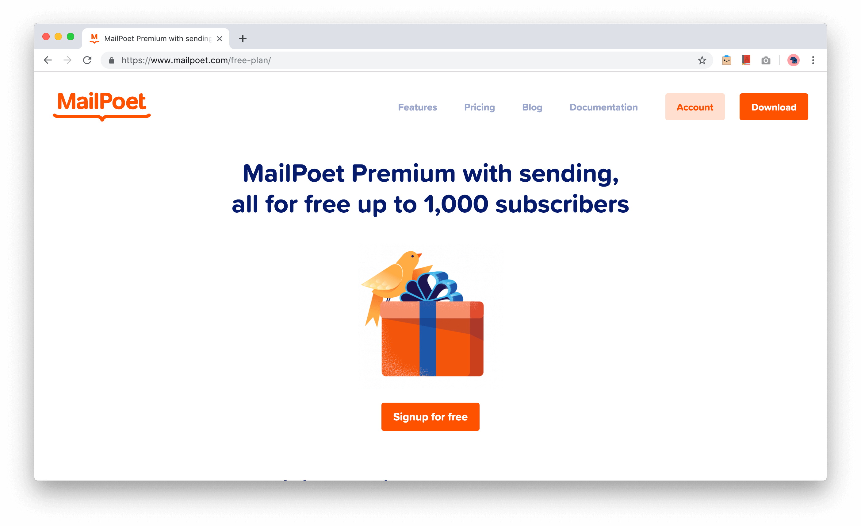 MailPoet Forever Free Plan for upto 1000 Subscribers
