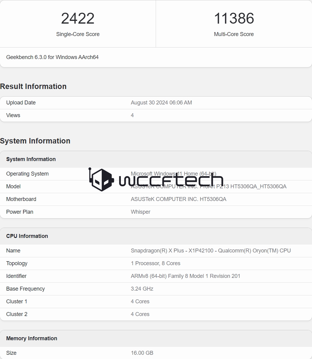 First Benchmarks of Qualcomm's Snapdragon X Plus 