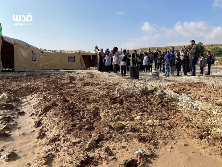 دانش‌آموزان مدرسه «التحدی» در شرق بیت‌لحم چادرنشین شدند+تصاویر