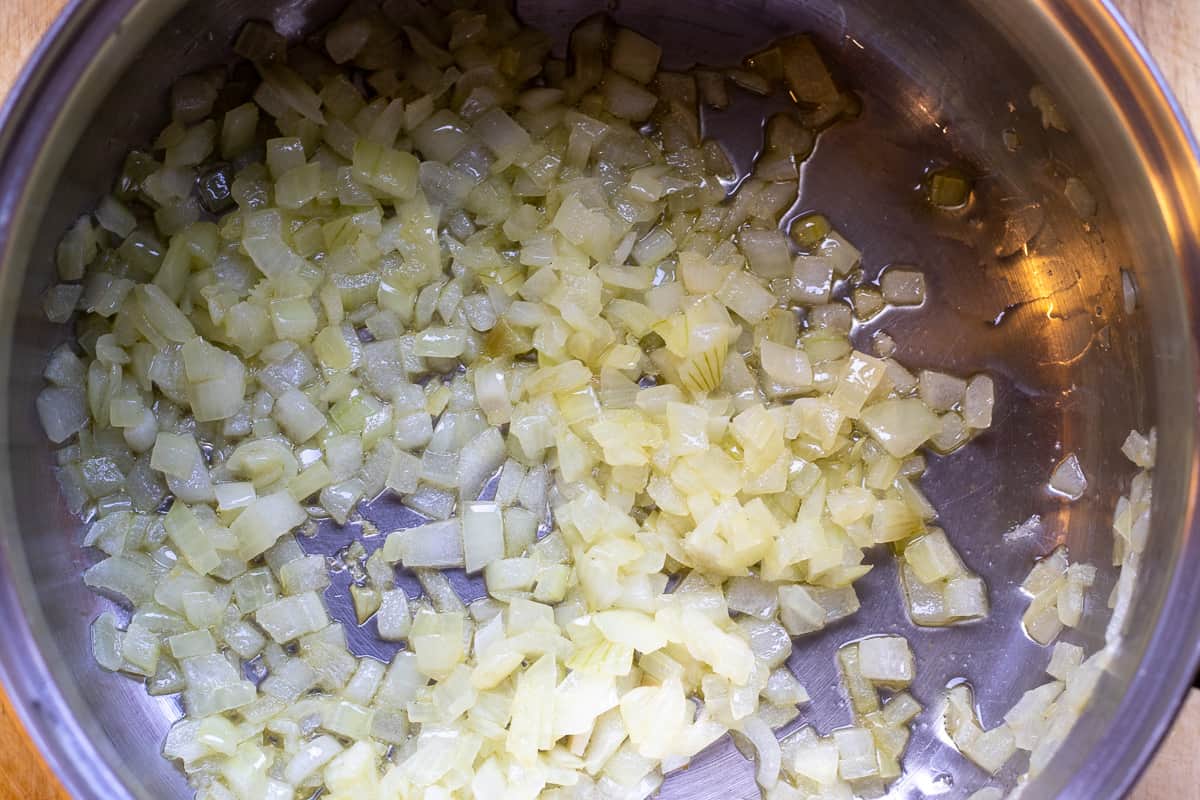 Sautéing the onions with olive oil