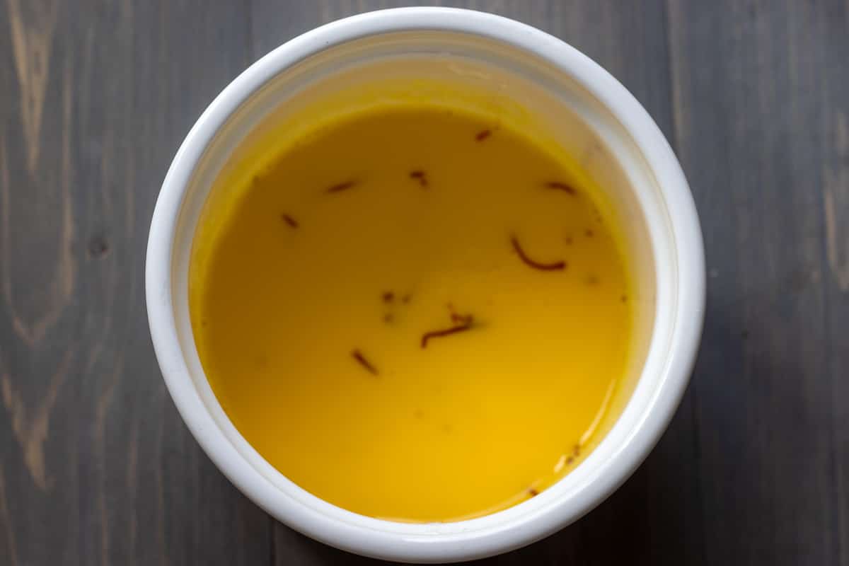 saffron is soaked in warm milk