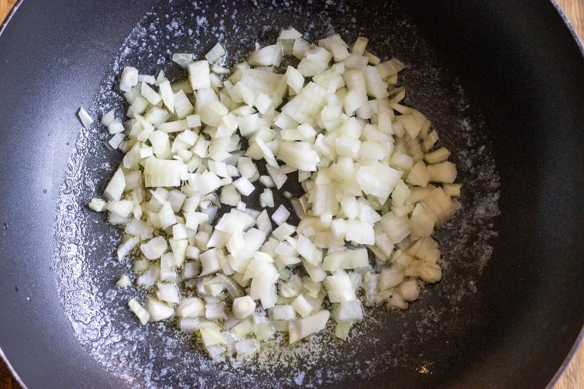 Sautéing the onions with butter