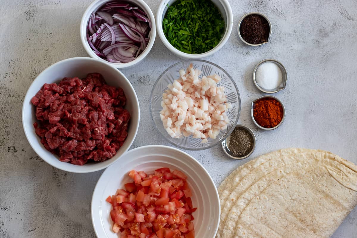 Ingredients you need for making tantuni