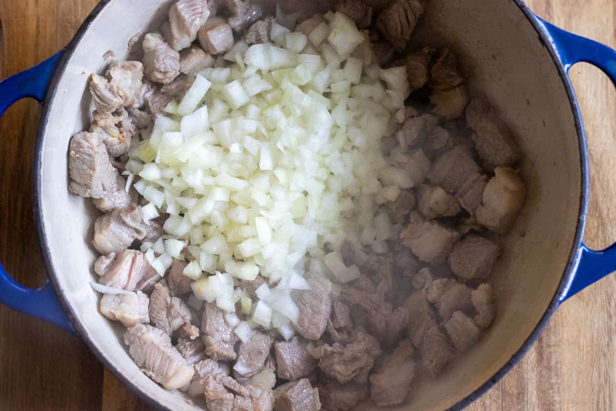 Sautéing the onions until soft