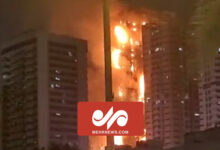 تصاویری از آتش سوزی مهیب در یکی از آسمان‌خراش‌های امارات