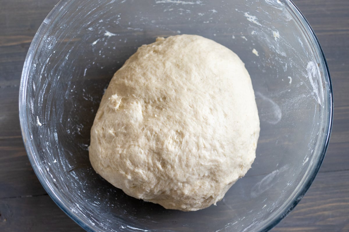 the dough for sourdough flatbread before fermentation 