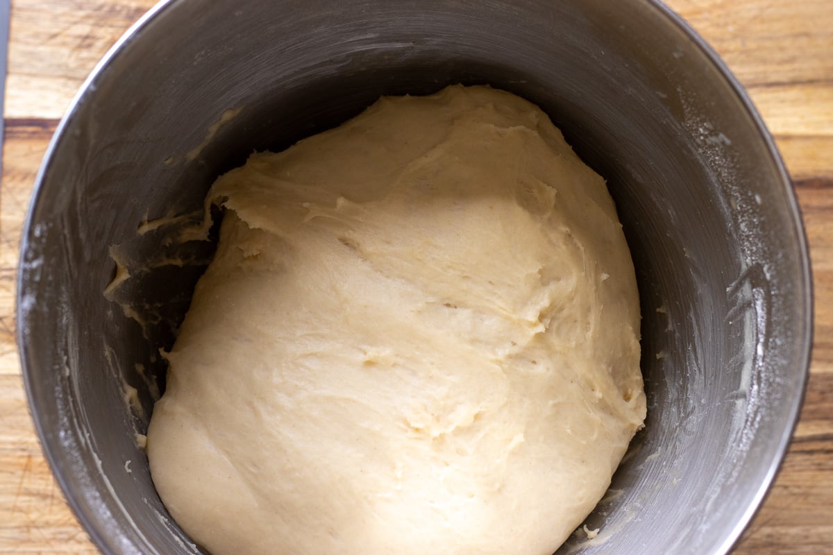 fluffy Japanese Hokkaido milk bread dough after rising