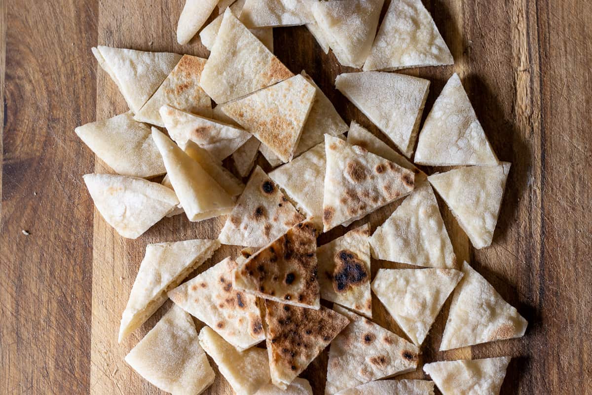pita bread cut into small triangles