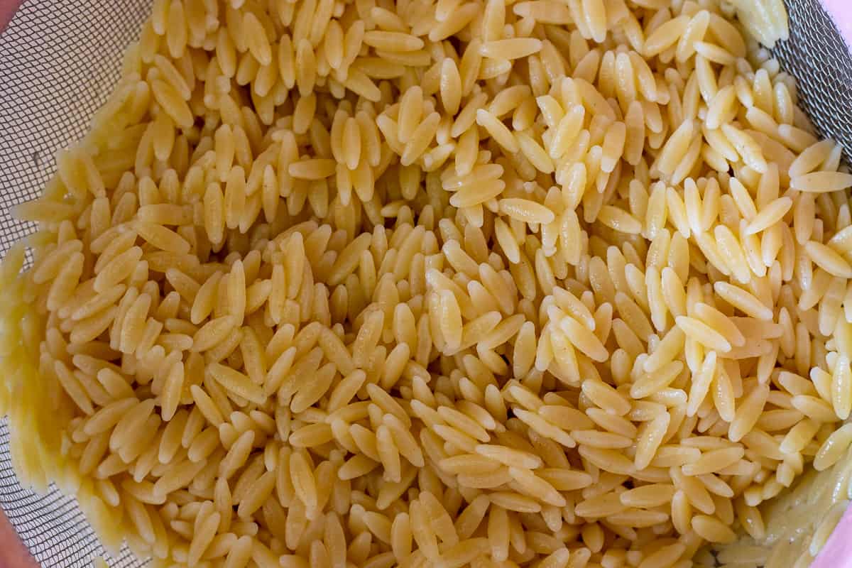 cooked and drained orzo for making salad