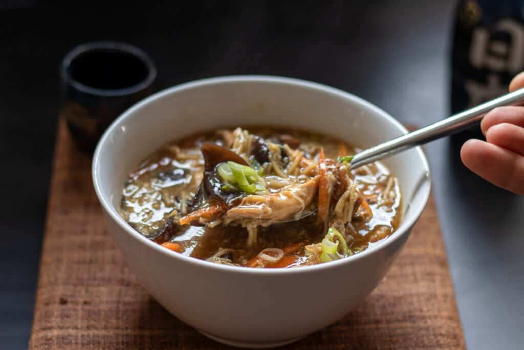 a bowl of Chinese Hot and Sour Soup 