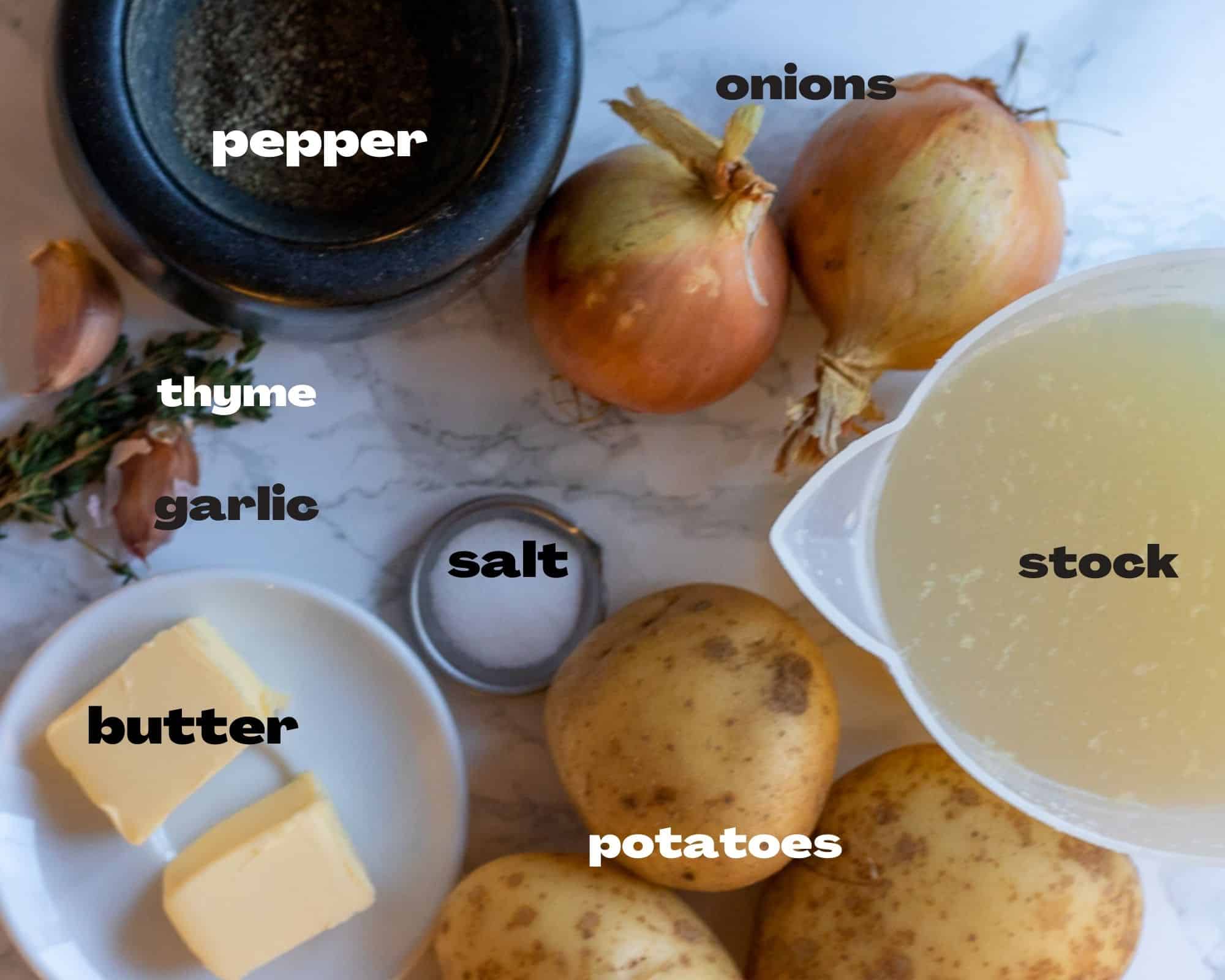 labeled ingredients for potato Boulanger