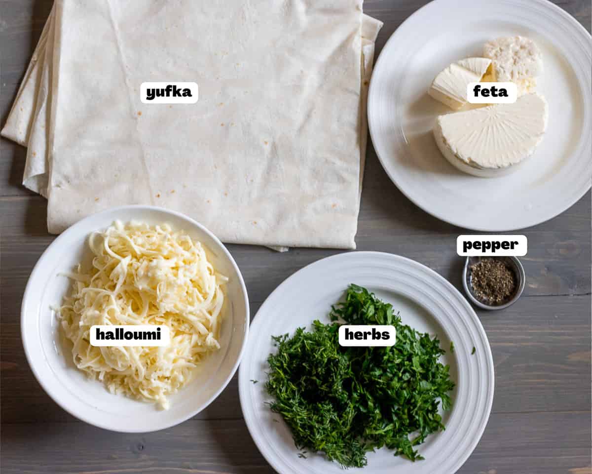 Labelled picture of ingredients for sigara Borek 