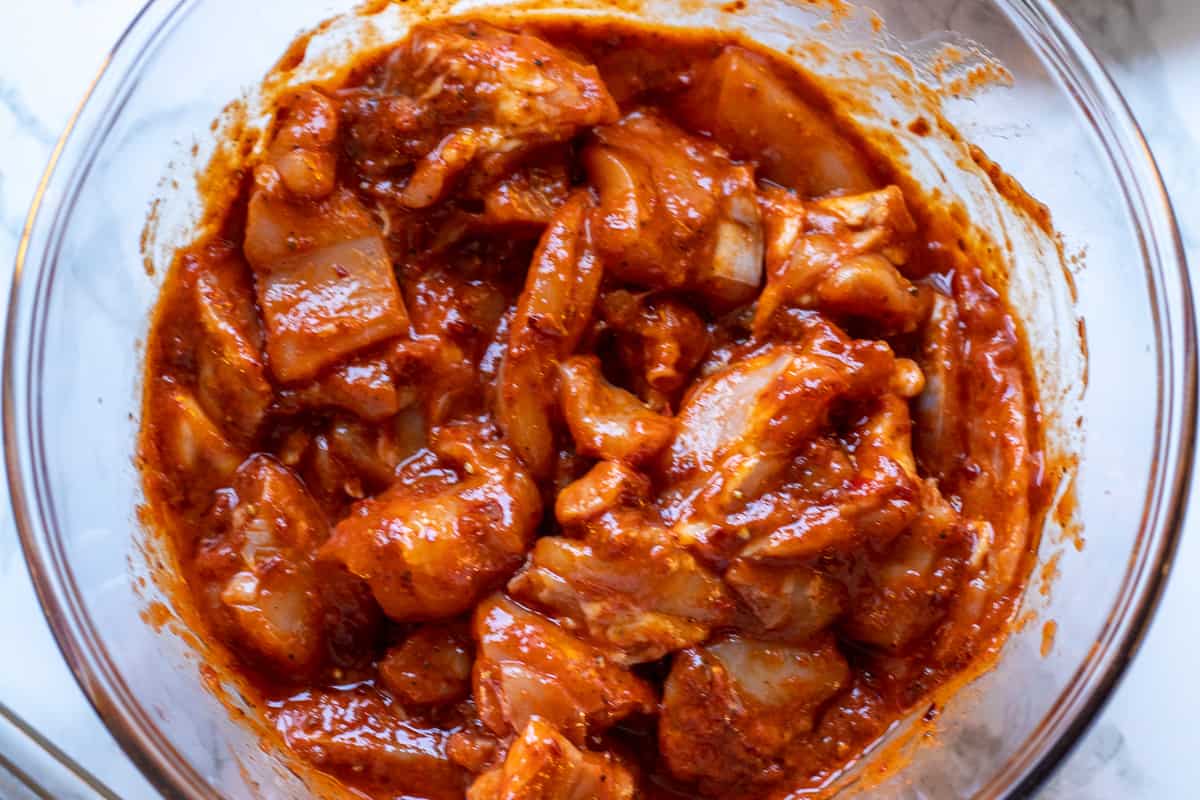 stir until all chicken pieces are covered with marinade