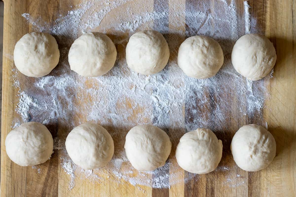lavash dough is divided into 10 balls