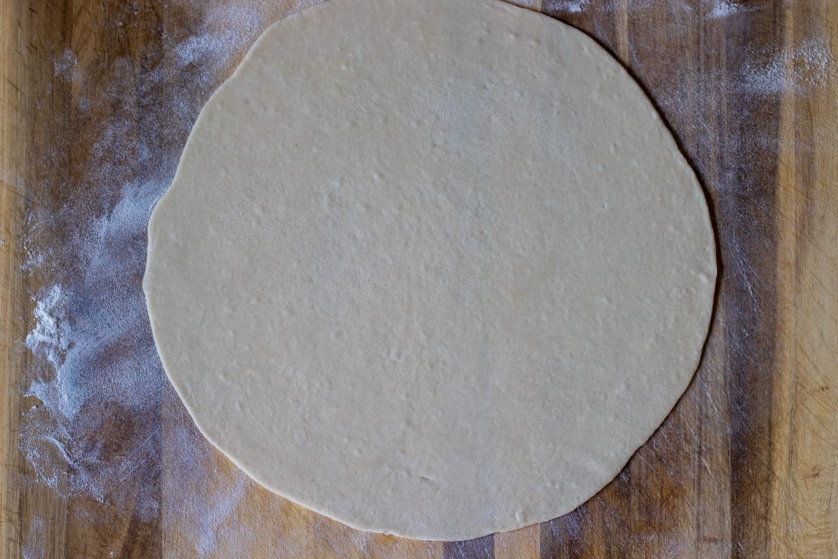a dough ball is rolled out into 23 cm dia circle