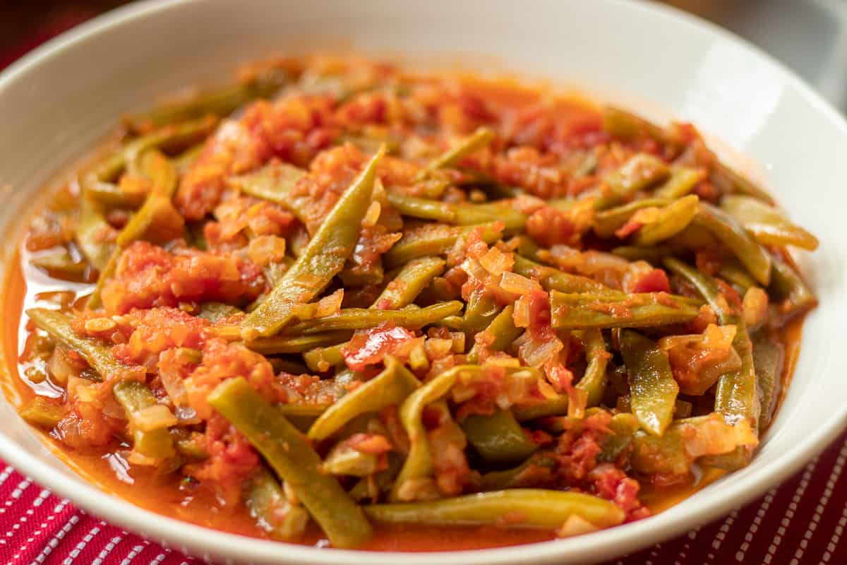 Turkish green beans served in a bowl