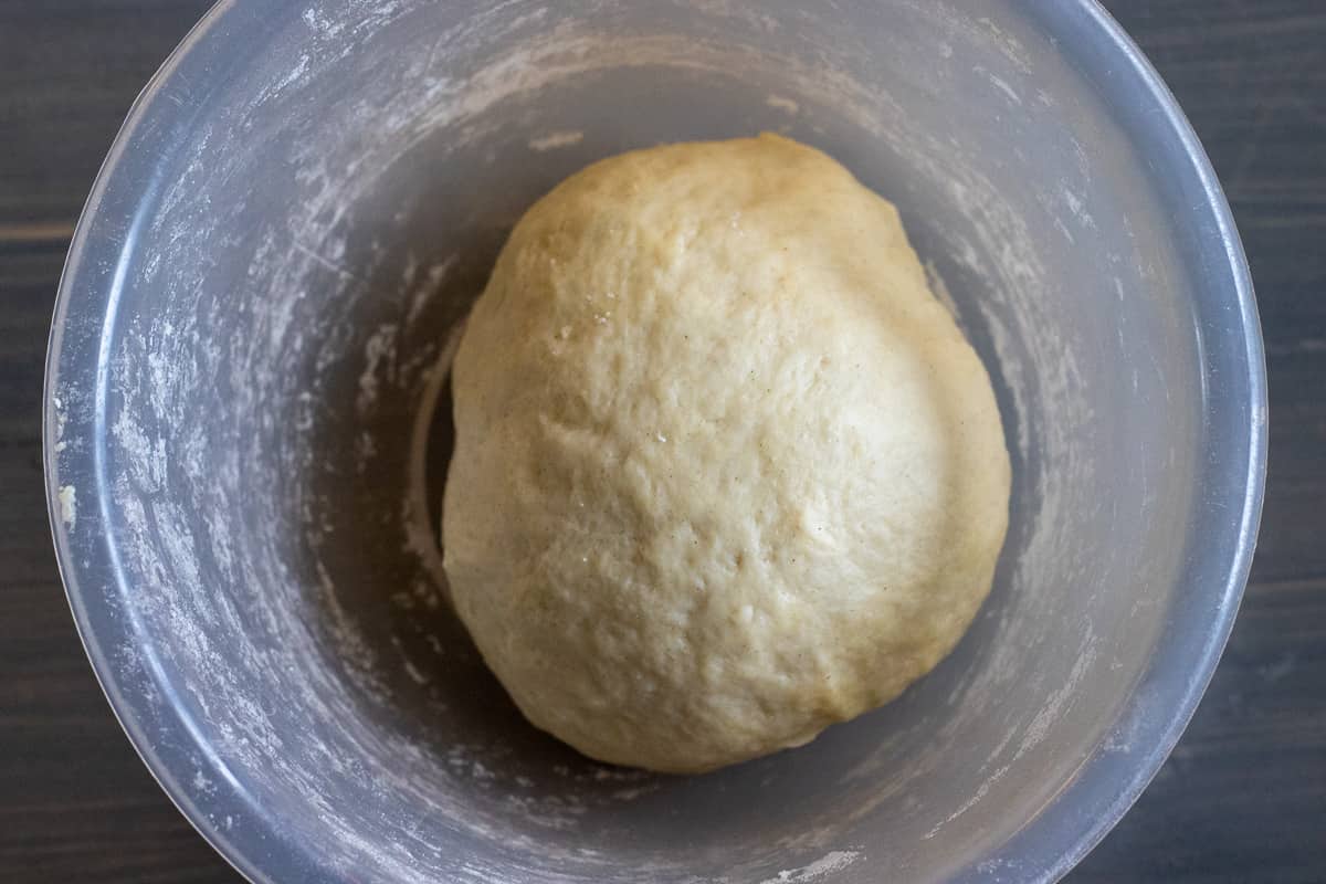 Manti dough placed in a bowl