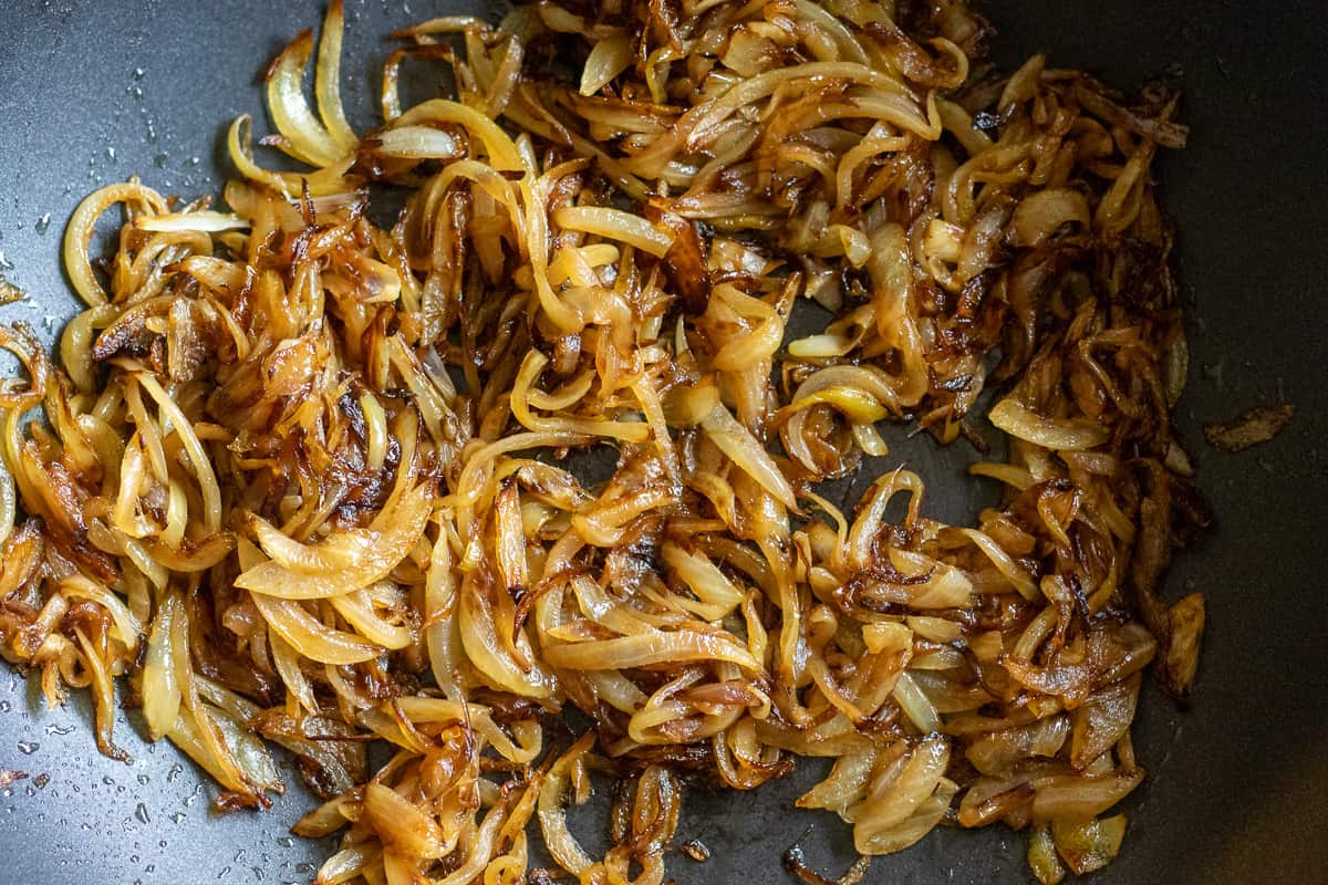 onions are cooked until they turned golden brown