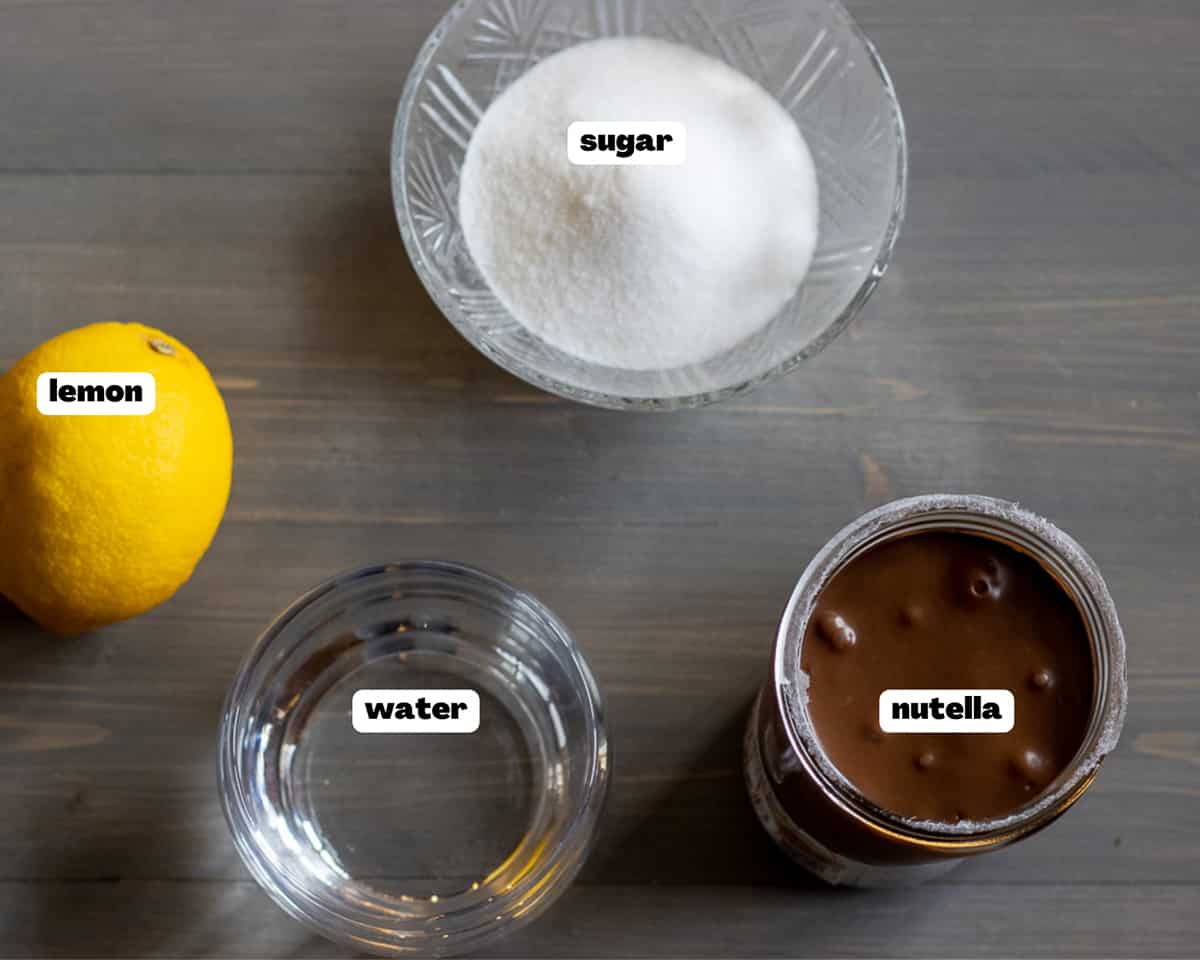 Labelled picture of ingredients for syrup for babka