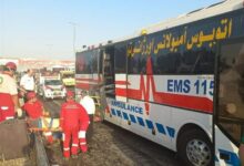 واژگونی یک دستگاه اتوبوس در جاده تهران – قم / ۲ کشته و ۱۹ مصدوم