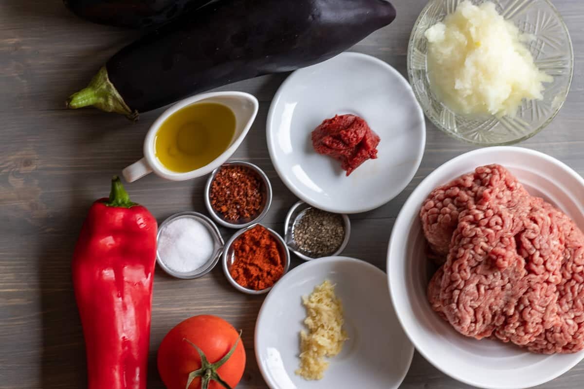 Ingredients for patlican kebabi