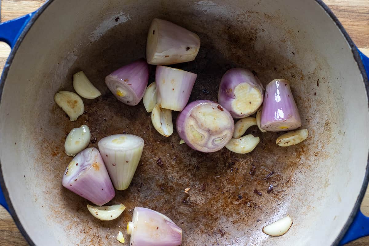 sautéing the shallots and garlic
