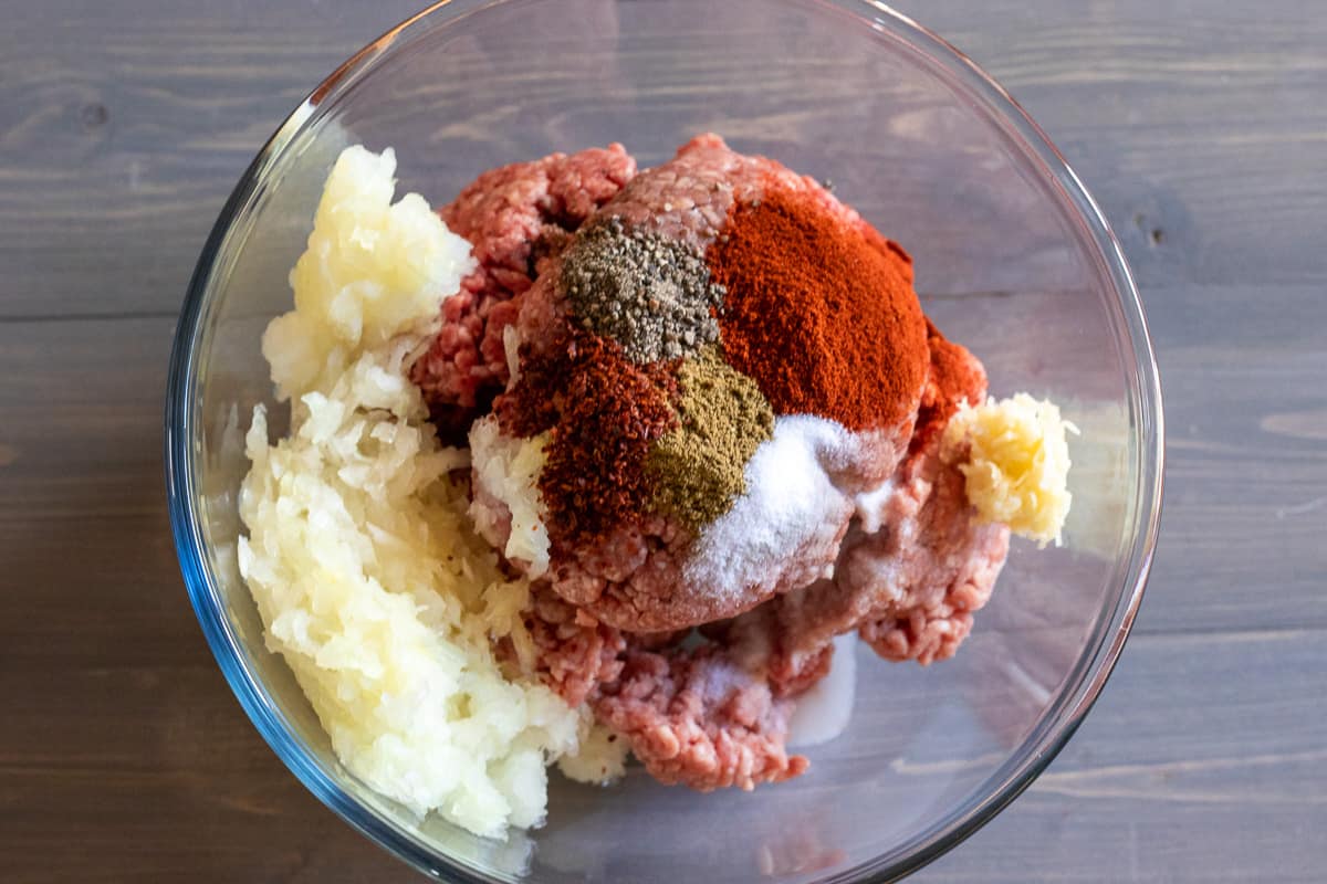 kofte ingredients are placed in a bowl