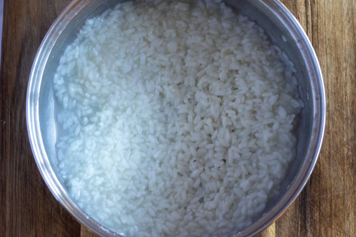 the rice is cooked until soft