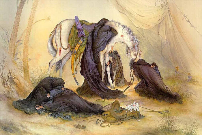 بازگشت اسب بی‌سوار امام حسین (ع) به سوی خیمه‌گاه | حالت عجیب زنان و دخترکان عزادار در کنار اسب