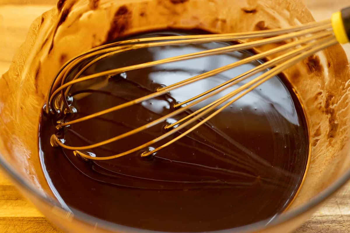 melted chocolate and butter whisked together until smooth