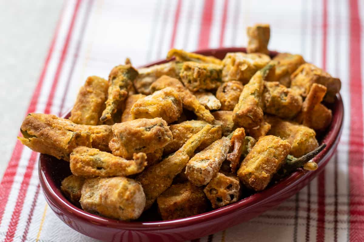 air fried crispy okra served in a bowl as a side dish
