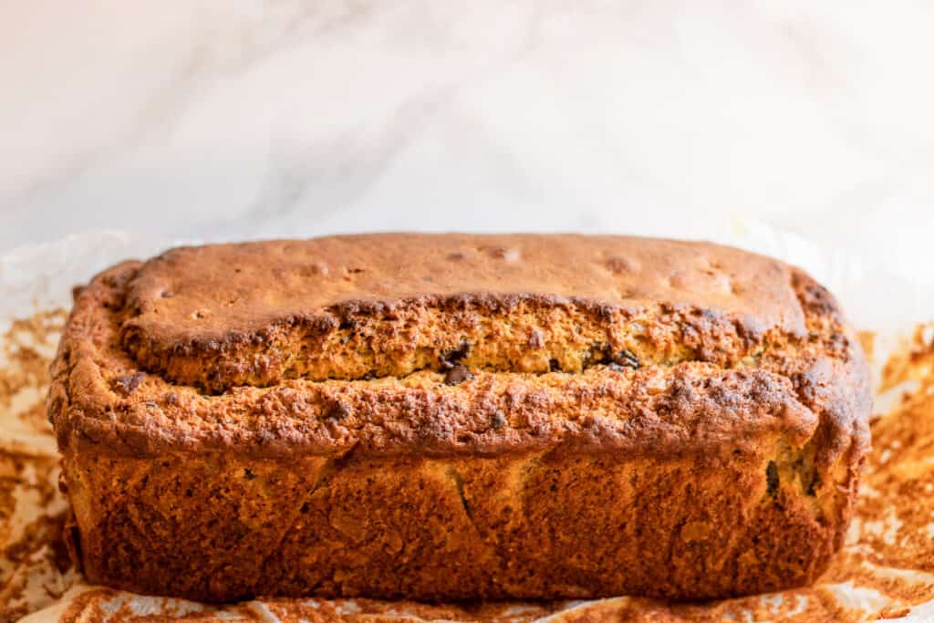 banana bread out of oven