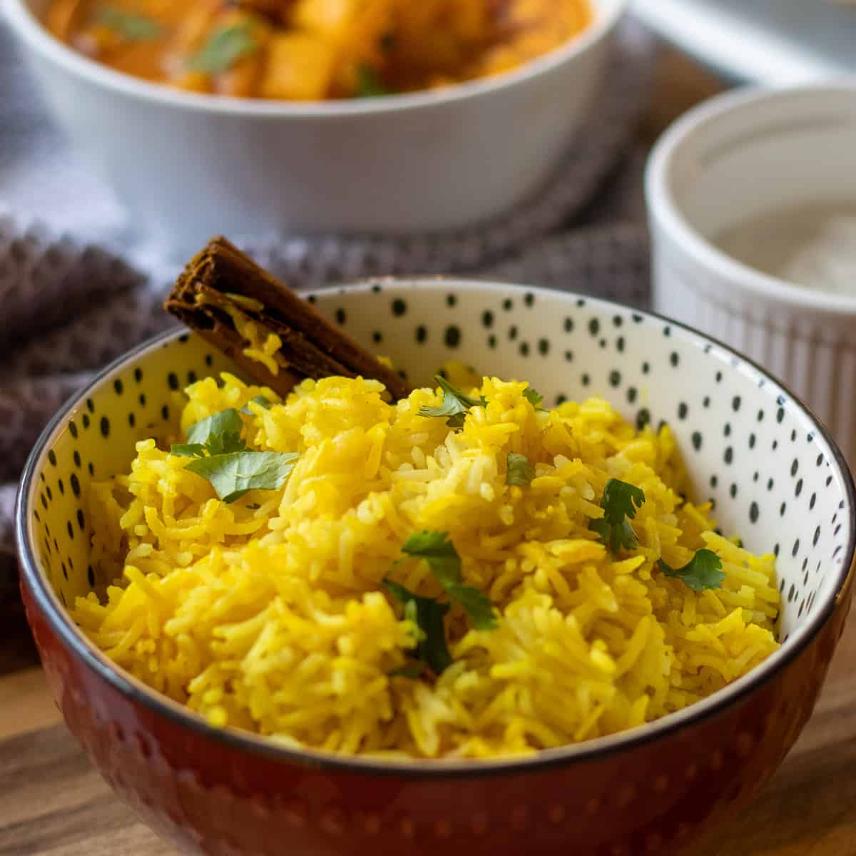 برنج زرد (برنج پیلائو زردچوبه هندی)